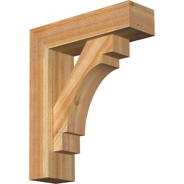 Ekena Millwork Merced Block Rough Sawn Bracket w/ Offset Brace, Western Red Cedar, 6"W x 20"D x 24"H BKT0604X20X24MRC05RWR - main